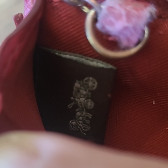 Coach Monogram Mini Skinny ID Case Brown True Red *Has damage* - Picture 5 of 7